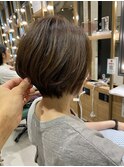 脱白髪染めハイライトカラー*アッシュベージュ*ショートヘア