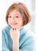 【Laf 岡本聡美】丸みショートボブ/ベージュ
