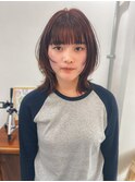 フェイスレイヤー前髪レッドブラウン