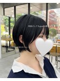 美髪シアーカラーピンクブラウンショートカット切りっぱなしボブ