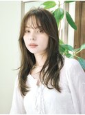 ◆モテ髪ロングレイヤーカットブラウンベージュシースルーバング