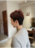 大人女子ベリーショート×ボルドーカラー