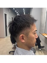 フイ 横浜センター北店(Hui) フェザーパーマ/グレーブルーカラー/刈り上げショートパンク