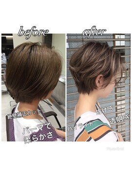 トルネード(TORNADO) 透明感ハンサムショート ハイライトパーマ 襟足くびれ