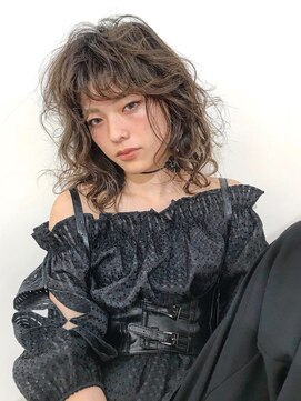 エムスラッシュ みなとみらい馬車道店(M SLASH) M.SLASH馬車道/濡れ髪ウルフパーマ/オン眉/オリーブアッシュ