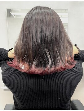 ジエクト カナウ(The Ect canow) 韓国風波巻きボブ カシスピンク 裾カラー