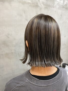 スラン(sran hair and spa) ハイライトでおしゃれ大人ボブ