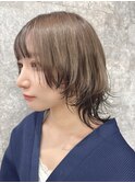 セピアグレージュブラックインナーカラーショートウルフ
