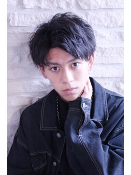 ビカムメンズヘアー 栄店(become men's hair) フェザーパーマ×センターパート黒髪/名古屋/名駅