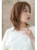 アプリコットオレンジベージュ抜け感ウルフボブ312X上尾20代30代