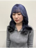 ブルーラベンダー／エンドカラールーツカラー姫カットダブルカラ