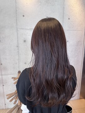 アチーブ ヘア デザイン(achieve hair design) ワインレッド透明感ブリーチなしカラー韓国ウェーブロングヘア