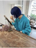 ボブ ブリーチ ブルーパープル