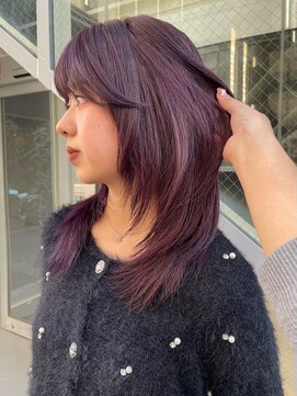 ノラギンザユー(NORA GINZA/U) 顔まわりカットレイヤーカット暖色カラーピンクバイオレット紫