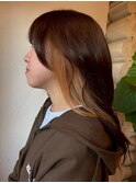 透明感ベージュインナーカラー×ナチュラルブラウン20代30代40代