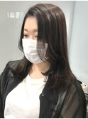 流れる顔まわりのくびれヘア☆韓国風前髪メルティカラーブラウン
