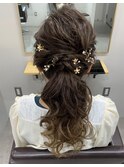 ポニーハーフアップヘアセット
