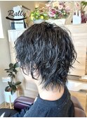 ウルフスタイルのツイストスパイラルパーマ