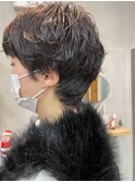 ショートパーマ/黒髪パーマ/毛流れパーマ