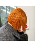オレンジ/切りっぱなし/ミニボブ