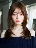 ☆レイヤーカット毛先ワンカールくせ毛風カール薄めバングデジパ