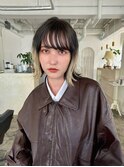 外ハネボブデザインカラーアンブレラカラーブリーチカラーボブ