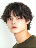 ニュアンスパーマ ウルフカット メンズカット センターパート