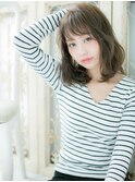 ミルクティーベージュラフウェーブミディアムa小山10代20代30代