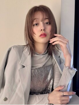 ブラウン(Brown) ハッシュボブ×ピンクベージュ/藤沢美容院