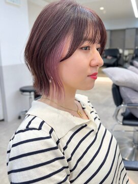 グラフ 銀座(GRAFF) イヤリングカラーくびれボブインナーカラー20代