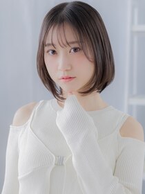 モッズヘア 越谷(mod's hair)&nbsp;透けバング前下がり切りっぱなし黒髪ミニボブa越谷20代30代40代
