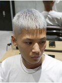 MEN'S/クロップ×ホワイトシルバー/ダブルカラー/短髪