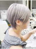 小顔ネオウルフショート☆デザインカラー厚めバングスリークボブ