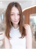20代30代大人かわいい斜めレイヤーカットシルキーベージュ