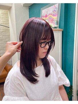 ジーテ 渋谷(gite) カシスカラー×顔まわりレイヤー「渋谷/髪質改善/髪質改善TR」