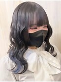 インナーカラー/青/姫カット