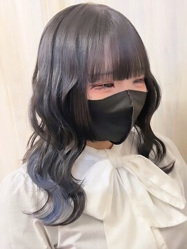 ヘアショップ ホップエム(HAIR SHOP HOP M) インナーカラー/青/姫カット