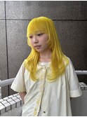 イエローレイヤーカット顔周りレイヤーケアブリーチ