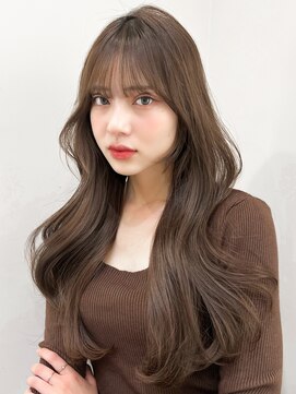 レア 表参道(L'ea) くびれヘアアプリコットオレンジ夏ヘアハイライトカラー