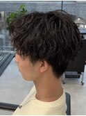 波巻きパーマ センターパート 前下り 鹿児島メンズ