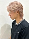 韓国風ウルフマッシュ×ピンクベージュ