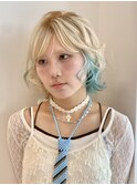 ホワイトブロンド×ターコイズブルー