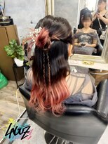 ラグズ 茅ヶ崎(LAGUZ)&nbsp;【ヘアセット】ピンクグラデーション×編み込みハーフアップ