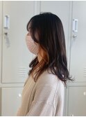 大人かわいいオレンジインナーカラー