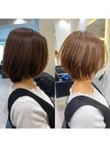 くびれショート/マロンブラウン/大人ショートボブ／山口