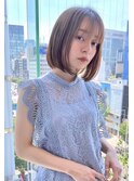 ナチュラル小顔似合わせボブ大人黒髪ネビージュワンレンボブルフ