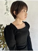 ショートボブ 顔まわり ハイライトカラー