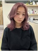 ブリーチ1回からできる透明感ピンクグレージュ