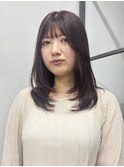 大人かわいいレイヤーカットミディアムパープルブラウン
