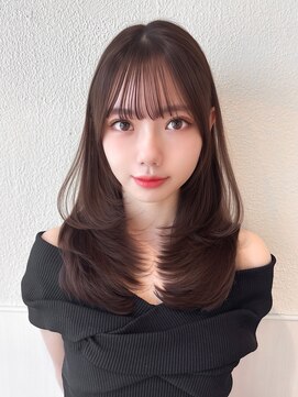 アフロート トウキョウ(AFLOAT TOKYO) ぱっつん前髪シースルー小顔顔まわりレイヤーカットロングヘア